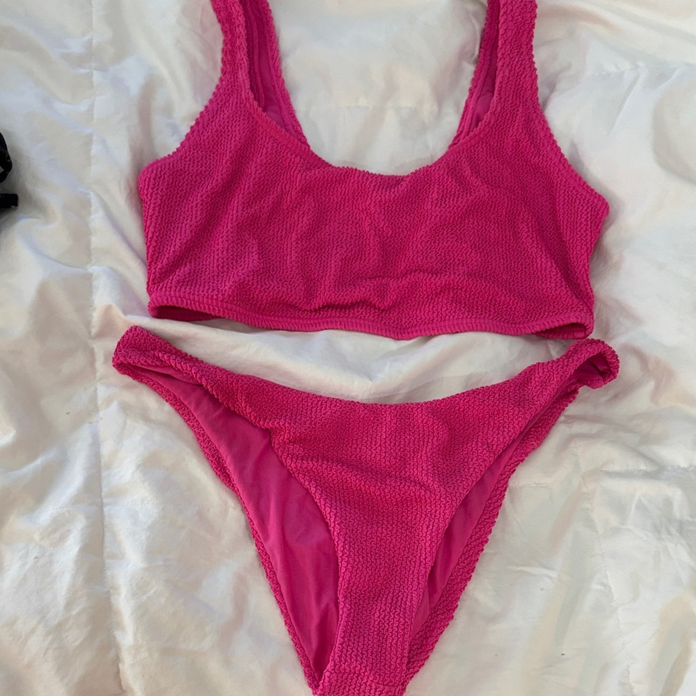 Billabong Pink Textured Bikini Set